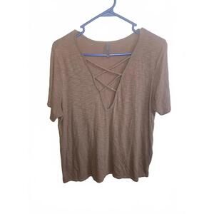 Jolie Women's Short Sleeve Crisscross V-Neck Top